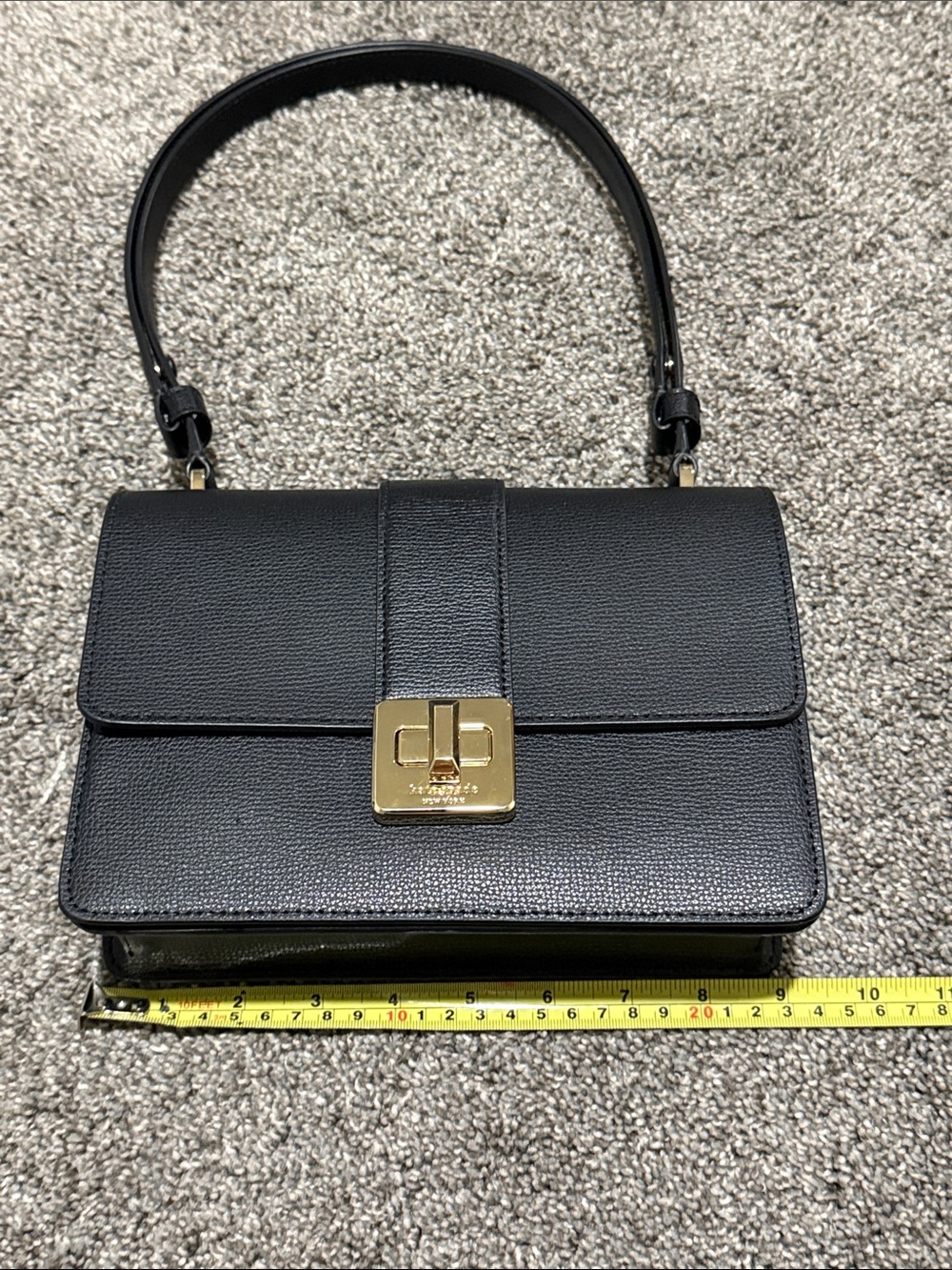 Kate Spade Black Top-Handle Crossbody Bag with Gold Turn-Lock